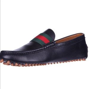 Gucci men's leather loafers moccasins miro black